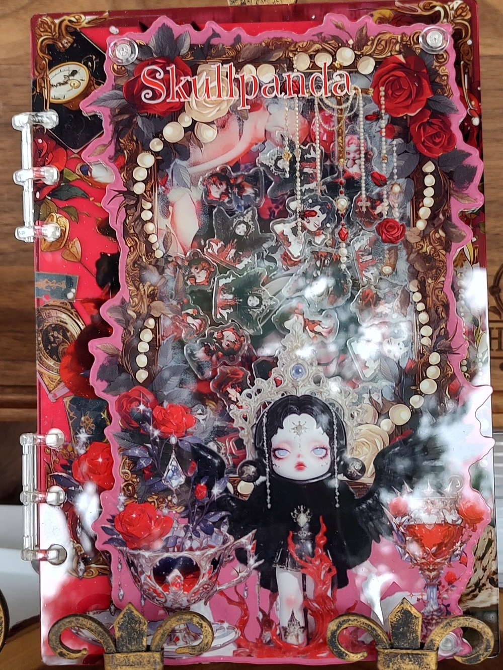 New! A5 Skullpanda Red Gothic Decorative Acrylic Shaker Notebook With Paper